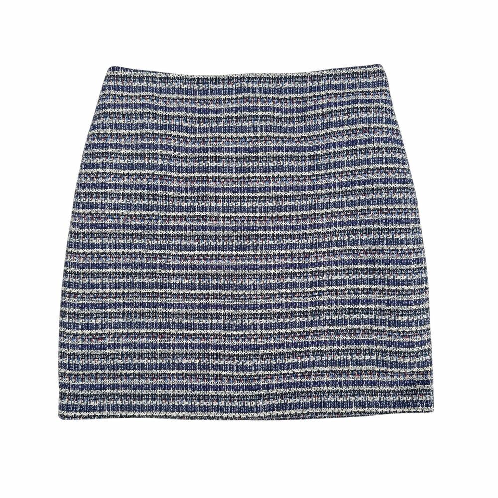 Talbots PETITE Navy Blue Red Preppy Academia Tweed Plazacore Pencil Skirt